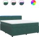 vidaXL Łóżko kontynentalne z materacem, ciemnozielone, 180x200 cm 2
