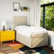 vidaXL Łóżko kontynentalne z materacem, kremowe, tkanina, 90x200 cm 4