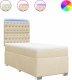 vidaXL Łóżko kontynentalne z materacem, kremowe, tkanina, 90x200 cm 2