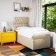 vidaXL Łóżko kontynentalne z materacem, kremowe, tkanina, 90x200 cm 4
