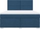 vidaXL Łóżko kontynentalne z materacem, niebieskie, tkanina, 180x200cm 6