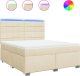 vidaXL Łóżko kontynentalne z materacem, kremowe, tkanina, 180x200 cm 2