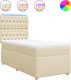 vidaXL Łóżko kontynentalne z materacem, kremowe, tkanina, 90x200 cm 2
