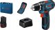 Bosch Professional Cordless screwdriver BOSCH Professional GSR 12V-15, 2 batteries 12V, 2.0 Ah, set of 10 accessories, 1