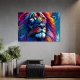 Feeby Obraz deco panel, Kolorowy Neonowy Lew Abstrakcja (Rozmiar 100x70) 1