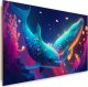 Feeby Obraz deco panel, Neonowe wieloryby pod wodą (Rozmiar 120x80) 1