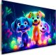 Feeby Obraz Deco Panel,  Neonowe psy z kreskówki (Rozmiar 90x60) 1