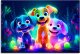 Feeby Obraz Deco Panel,  Neonowe psy z kreskówki (Rozmiar 90x60) 3