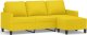 vidaXL vidaXL 3-osobowa sofa z podnóżkiem, jasnożółty, 180 cm, tkaniną 2
