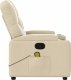 vidaXL Rozkładany fotel masujący, kremowy, obity tkaniną 8