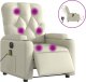 vidaXL Rozkładany fotel masujący, elektryczny, kremowy, sztuczna skóra 2