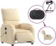 vidaXL vidaXL Rozkładany fotel masujący, elektryczny, kremowy, tkanina 6