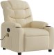 vidaXL Rozkładany fotel masujący, kremowy, obity tkaniną 3