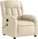vidaXL Rozkładany fotel masujący, kremowy, obity tkaniną 3
