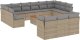 vidaXL 14-częściowy zestaw mebli ogrodowych z poduszkami, beżowy, polirattan 2