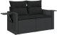 vidaXL Sofa ogrodowa z poduszkami, 2-osobowa, czarna, polirattan 1