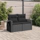 vidaXL Sofa ogrodowa z poduszkami, 2-osobowa, czarna, polirattan 2