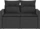 vidaXL Sofa ogrodowa z poduszkami, 2-osobowa, czarna, polirattan 4