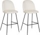 Beliani Zestaw 2 krzeseł barowych welurowy biały ARCOLA 1