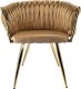 Lugano Krzesło plecione Lugano fotel TRECCIA BEIGE VELVET GOLD 2