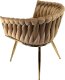 Lugano Krzesło plecione Lugano fotel TRECCIA BEIGE VELVET GOLD 3