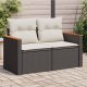 vidaXL Sofa ogrodowa z poduszkami, 2-osobowa, czarna, polirattan 1