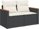 vidaXL Sofa ogrodowa z poduszkami, 2-osobowa, czarna, polirattan 1