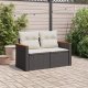 vidaXL Sofa ogrodowa z poduszkami, 2-osobowa, czarna, polirattan 2