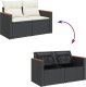 vidaXL Sofa ogrodowa z poduszkami, 2-osobowa, czarna, polirattan 6