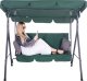 Springos Huśtawka ogrodowa z daszkiem, 3-osobowa metalowa z materacem i poduszkami zielona UNIWERSALNY 15