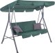 Springos Huśtawka ogrodowa z daszkiem, 3-osobowa metalowa z materacem i poduszkami zielona UNIWERSALNY 2