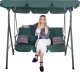 Springos Huśtawka ogrodowa z daszkiem, 3-osobowa metalowa z materacem i poduszkami zielona UNIWERSALNY 3