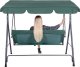 Springos Huśtawka ogrodowa z daszkiem, 3-osobowa metalowa z materacem i poduszkami zielona UNIWERSALNY 5