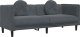 vidaXL vidaXL Sofa 3-osobowa z poduszkami, ciemnoszara, aksamit 2