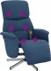 vidaXL Rozkładany fotel masujący z podnóżkiem, niebieski, tkanina 1