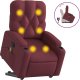 vidaXL Podnoszony fotel masujący, rozkładany, bordowy, obity tkaniną 1