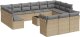 vidaXL 14-częściowy zestaw mebli ogrodowych z poduszkami, beżowy, polirattan 2