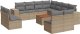 vidaXL 12-częsciowy zestaw mebli ogrodowych z poduszkami, beżowy, polirattan 2