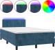 vidaXL Łóżko kontynentalne z materacem i LED, granatowe, 120x190 cm 2