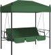 vidaXL vidaXL Huśtawka ogrodowa z baldachimem, zielona, stal 2