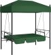 vidaXL vidaXL Huśtawka ogrodowa z baldachimem, zielona, stal 4