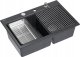 Zlewozmywak GraniteQ MARC 120 WORKSTATION zlewozmywak 2-komorowy 760*500*235 mm black diamond + syfon push to open + dozownik stal szcz.+ wkładka ociekowa+ Qmata 6