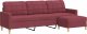 vidaXL vidaXL 3-osobowa sofa z podnóżkiem winna czerwień 210 cm, tkaniną 2