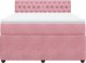 vidaXL vidaXL Łóżko kontynentalne z materacem, różowe, 140x200 cm, aksamit 6
