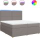 vidaXL vidaXL Łóżko kontynentalne z materacem, taupe, tkanina, 200x200 cm 2