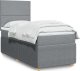 vidaXL Łóżko kontynentalne z materacem, jasnoszare, tkanina, 90x200 cm 1