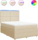 vidaXL vidaXL Łóżko kontynentalne z materacem, kremowe, tkanina, 160x200 cm 2