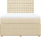 vidaXL Łóżko kontynentalne z materacem, kremowe, tkanina, 140x190 cm 4