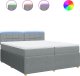 vidaXL vidaXL Łóżko kontynentalne z materacem, jasnoszare, tkanina 200x200 cm 2