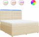 vidaXL vidaXL Łóżko kontynentalne z materacem, kremowe, tkanina, 180x200 cm 2
